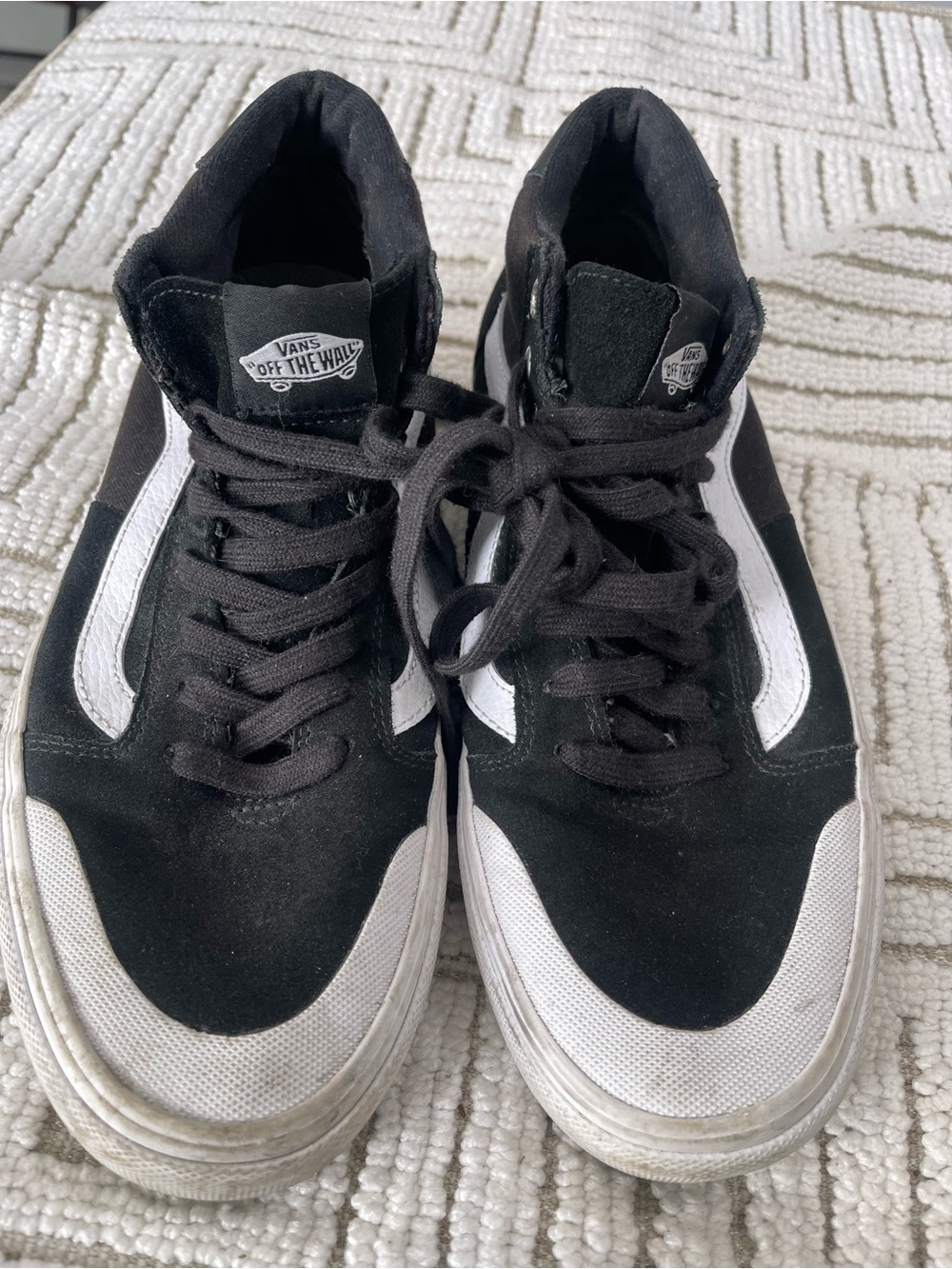 Vans Black and White Low Top Sneakers with Side Stripe